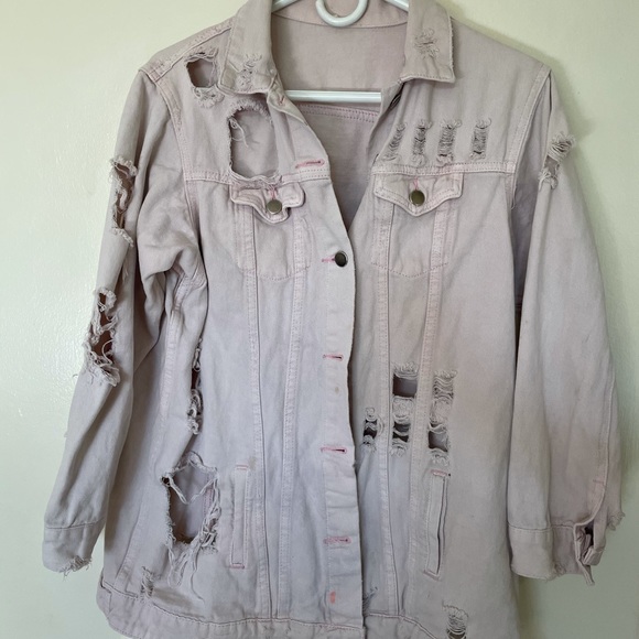 Distressed hand painted denim jacket - Picture 2 of 3